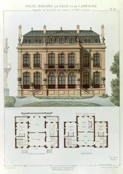 Casa suburbana parisina y planos, de 